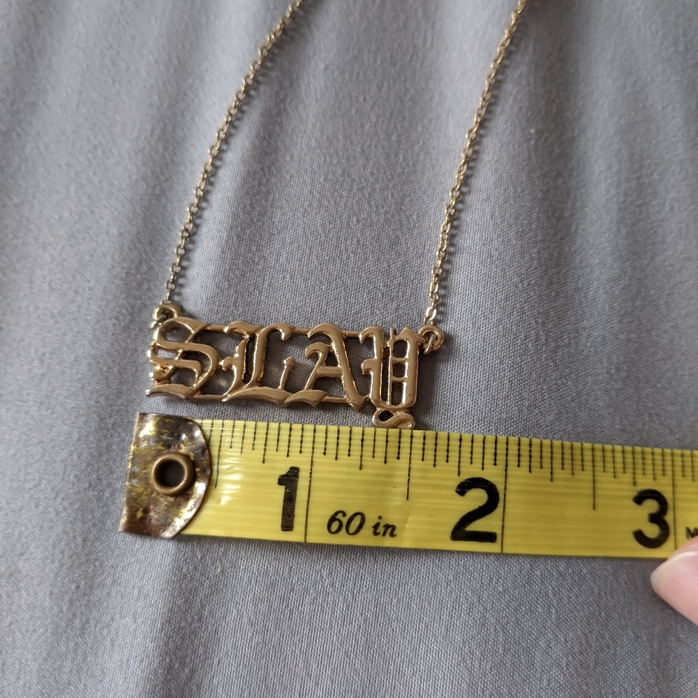 Forever 21 Gold Script "Slay" Necklace - Picture 5 of 7